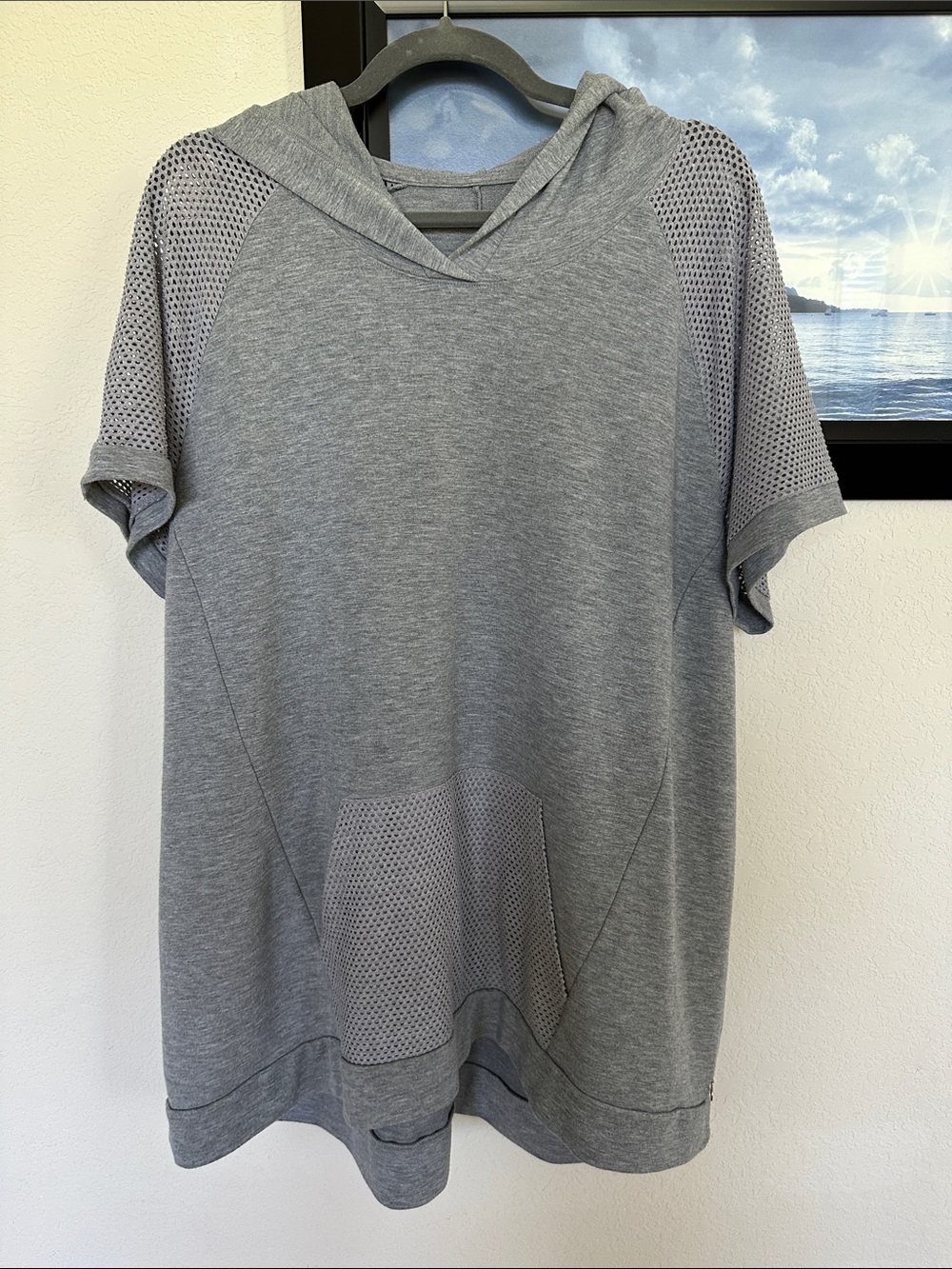 Lane Bryant Livi Active Gray Short-Sleeve Hooded Sweatshirt 18/20